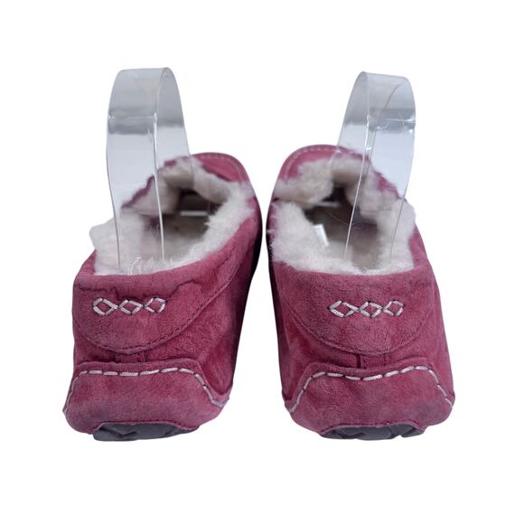 UGG AUSTRALIA Slippers 10 Ansley Slip On Dark Pink Shearling Lined Moccasin Cozy - Picture 4 of 11